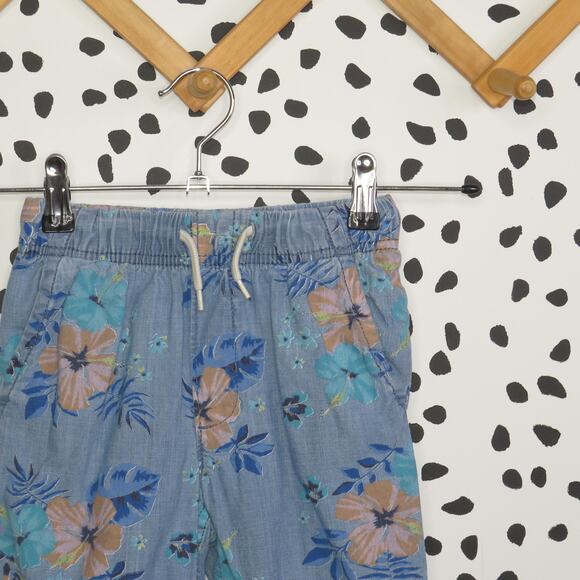 Oshkosh Chambray Tropical Hawaiian Floral Boys Shorts - Picture 2 of 7